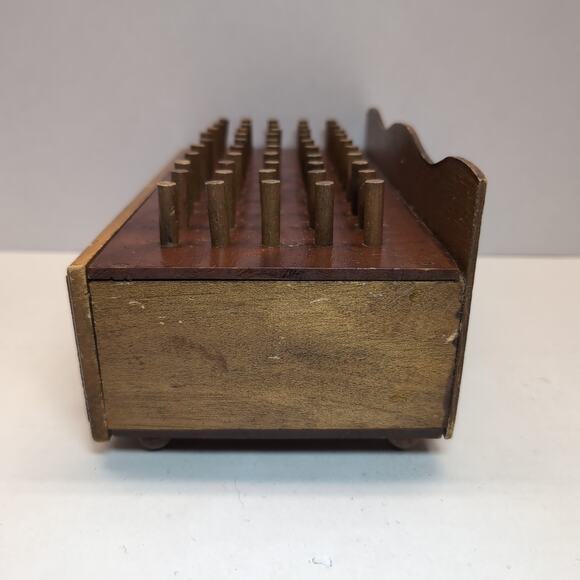 Vintage Wooden Sewing Box Bobbin Holder Spool Drawer Pegs - Picture 10 of 15
